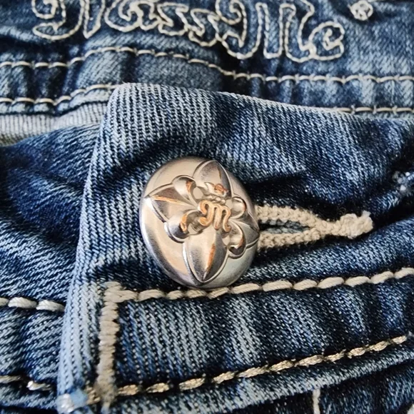 Miss Me Jeans Womens 28 Blue Low-Rise Easy Boot Embellished Denim Cross Y2K - Picture 7 of 14
